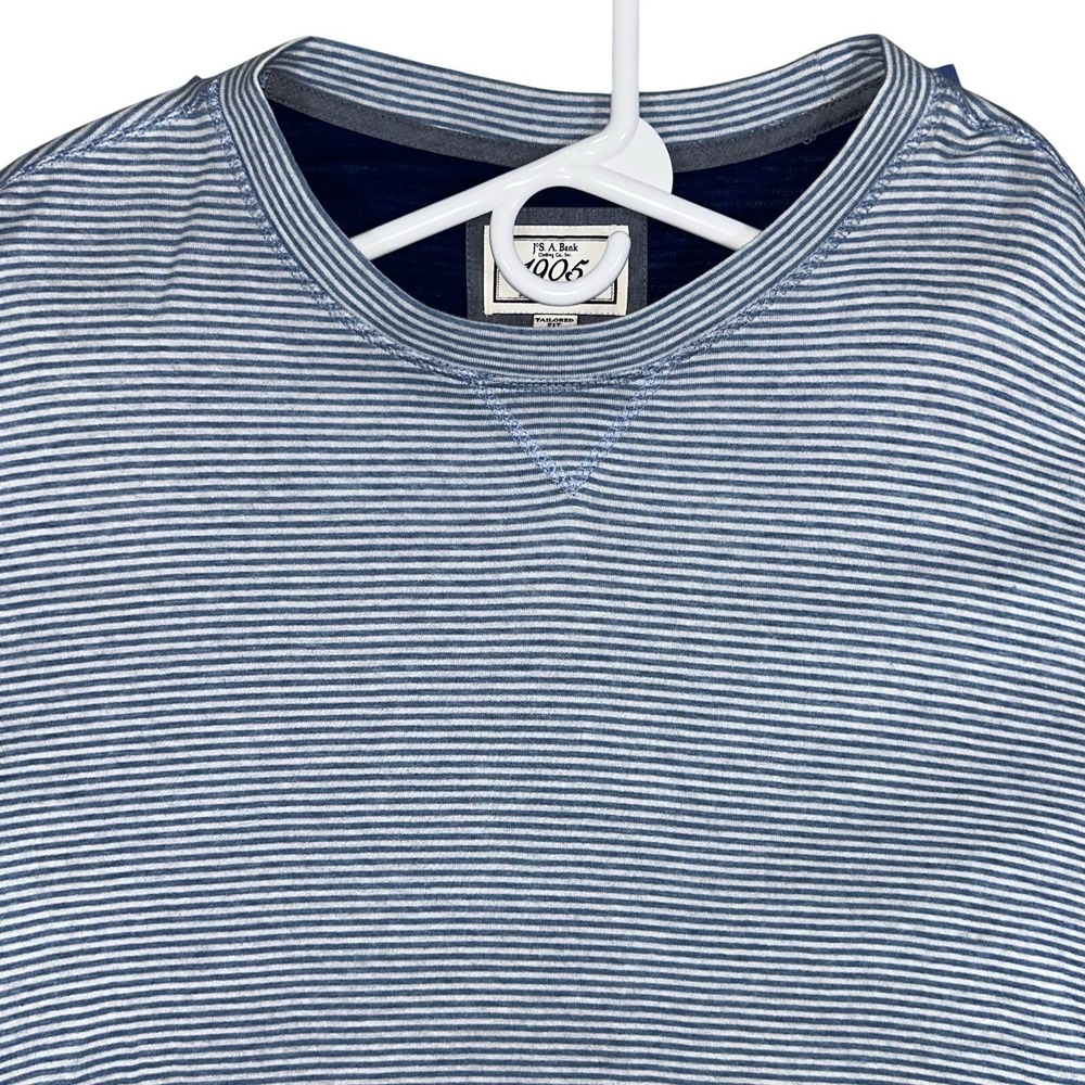 JoS A Bank Shirt Men's XXL Pullover Striped Blue And White Knit Long Sleeve